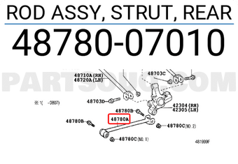 Toyota 4878007010 ROD ASSY, STRUT, REAR