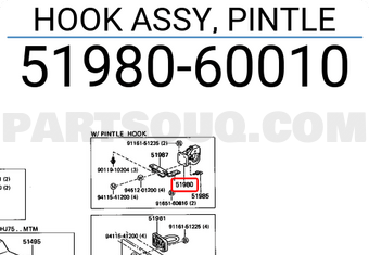 Toyota 5198060010 HOOK ASSY, PINTLE