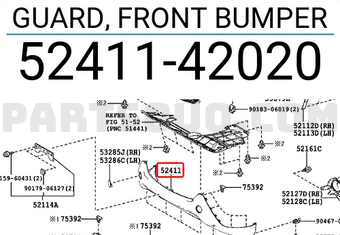 Toyota 5241142020 GUARD, FRONT BUMPER