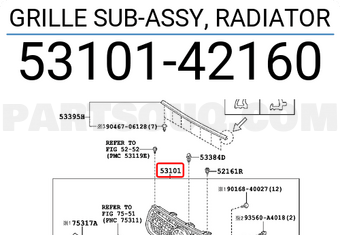 Toyota 5310142160 GRILLE SUB-ASSY, RADIATOR