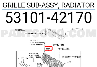 Toyota 5310142170 GRILLE SUB-ASSY, RADIATOR