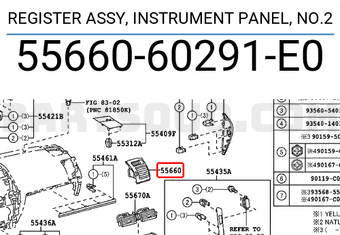 Toyota 5566060291E0 REGISTER ASSY, INSTRUMENT PANEL, NO.2