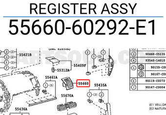 Toyota 5566060292E1 REGISTER ASSY