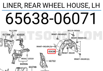 Toyota 6563806071 LINER, REAR WHEEL HOUSE, LH