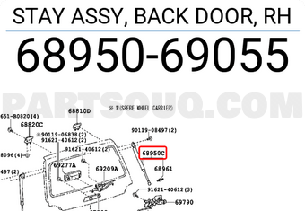 Toyota 6895069055 STAY ASSY, BACK DOOR, RH