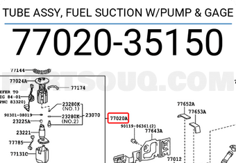 Toyota 7702035150 TUBE ASSY, FUEL SUCTION W/PUMP &amp; GAGE