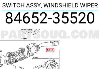Toyota 8465235520 SWITCH ASSY, WINDSHIELD WIPER