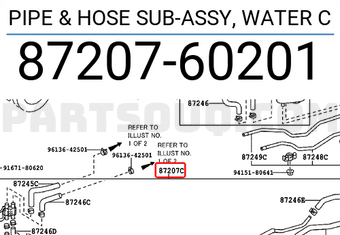 Toyota 8720760201 PIPE & HOSE SUB-ASSY, WATER C