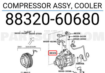 Toyota 8832060680 COMPRESSOR ASSY, COOLER