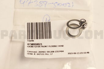 4738950021 Toyota GASKET(FOR FRONT FLEXIBLE HOSE)