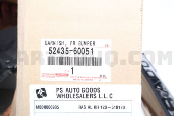 5243560051 Toyota GARNISH, FRONT BUMPER GUARD