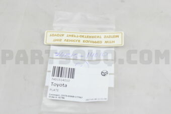 7451514010 PLATE, THEFT WARNING