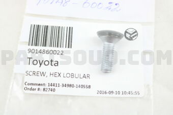 9014860022 Toyota SCREW, HEX LOBU
