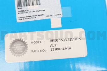 DENKI 231001LA1A ALTERNATOR, 12V 150A 7PK, NISSAN