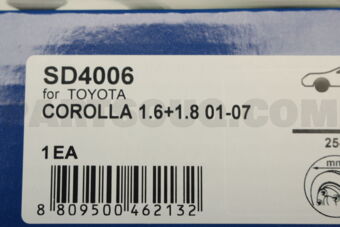 Hi-Q SD4006 BRAKE DISC FRONT 43512-12620,43512-12621 TO COROLLA/ALTIS SED/WG 200008-200406 HI-Q