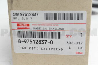 Isuzu 8975128370 PAD KIT; CALIPE