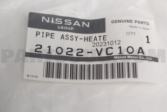 Nissan 21022VC10A PIPE ASSY-HEATER FEED