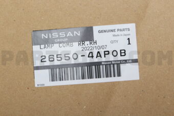 Nissan 265504AP0B LAMP COMB RR,RH