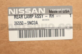 Nissan 265509NC0A COMBINATION LAMP ASSY-REAR,RH