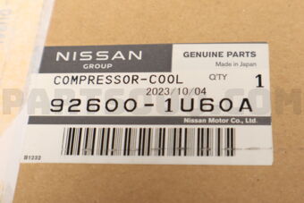 Nissan 926001U60A COMPRESSOR ASSY-COOLER