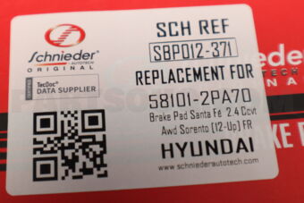 SCHNIEDER SBP012371 BRAKE PAD SANTA F 2.4 CCVT AWD SORENTO [12-UP] FR