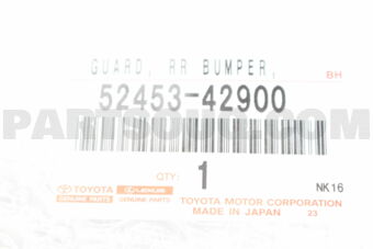 Toyota 5245342900 GUARD, RR BUMPER