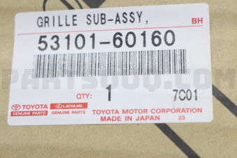 Toyota 5310160160 GRILLE, RADIATOR