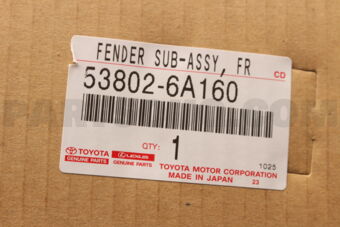 Toyota 538026A160 FENDER SUB-ASSY, FRONT LH
