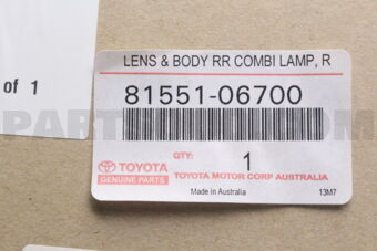 Toyota 8155106700 LENS & BODY RR COMB