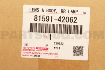 Toyota 8159142062 LENS &amp; BODY, RR