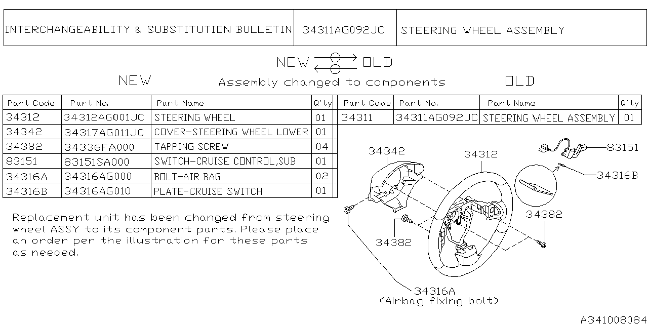 Subaru Legacy 2007 — Steering Column