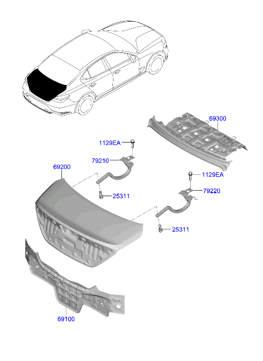 Genesis G70 21 2022 — Back Panel & Trunk Lid