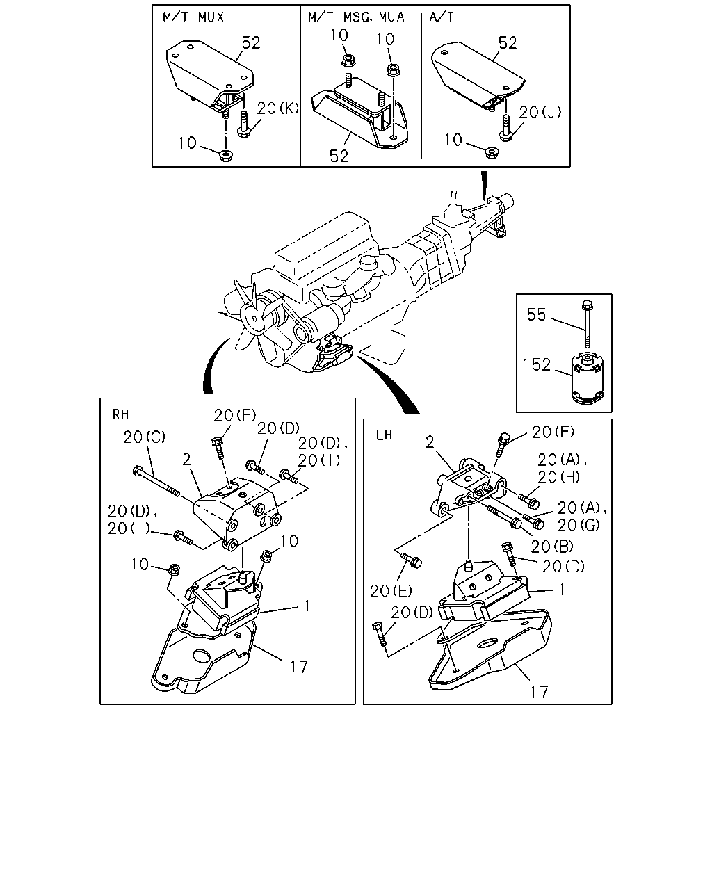 Isuzu TFR/TFS(Thailand) 2007 — Engine Mounting — 4JA1-T,4JJ1,4JK1