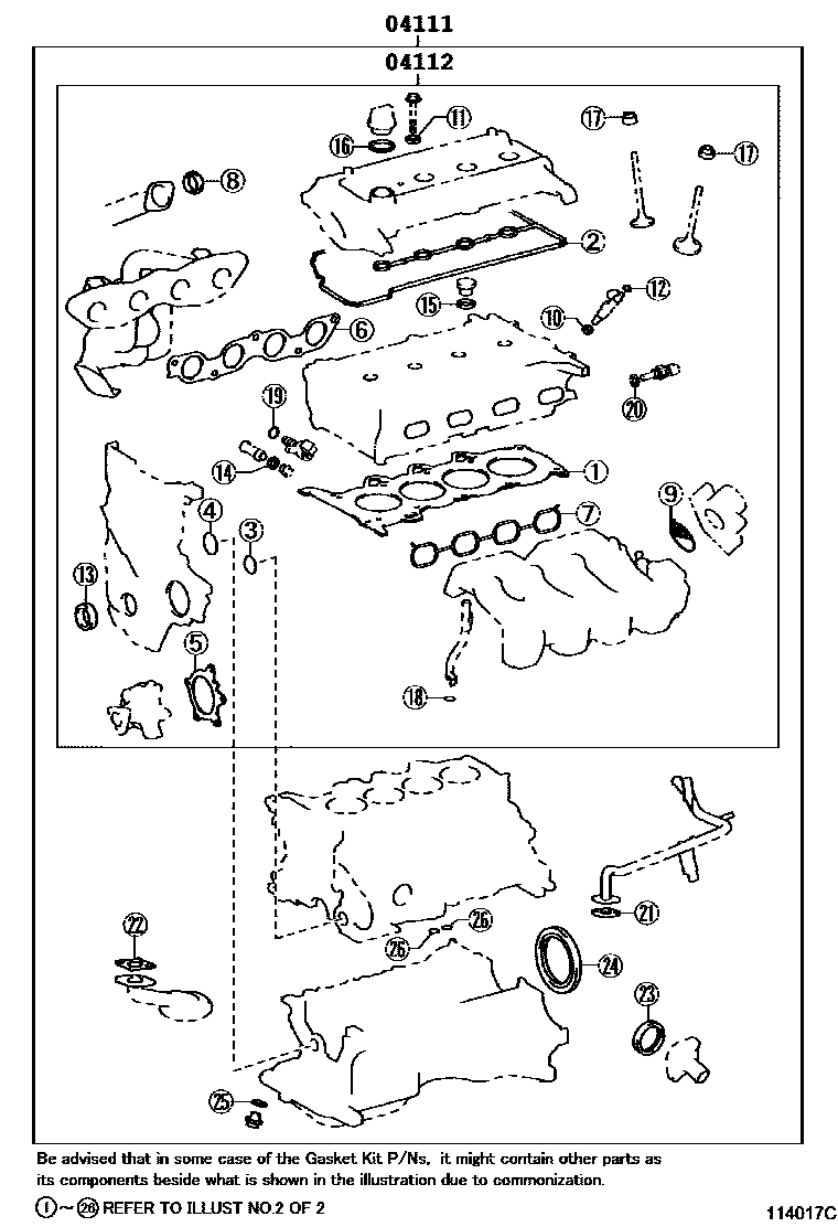 Toyota Yaris 2011 — Engine Overhaul Gasket Kit