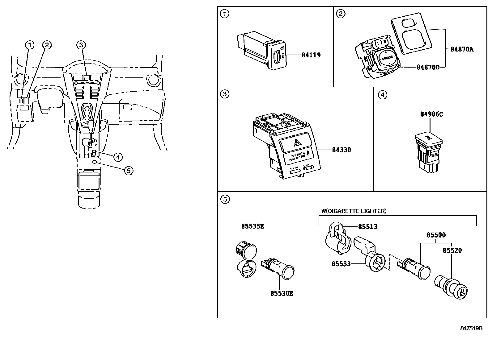 Toyota Yaris 2011 — Switch & Relay & Computer