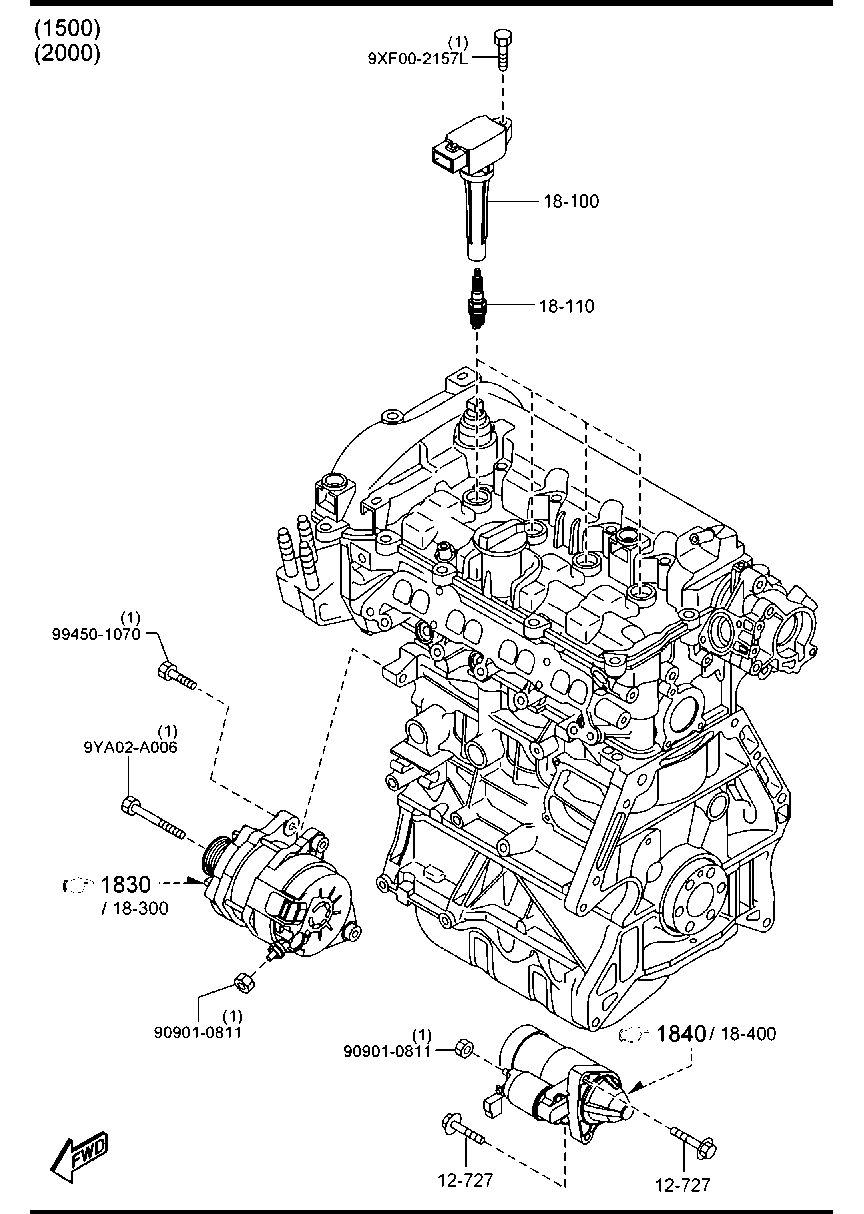 Mazda MAZDA3 2013 — Engine Electrical System (Gasoline) (1500)(2000)