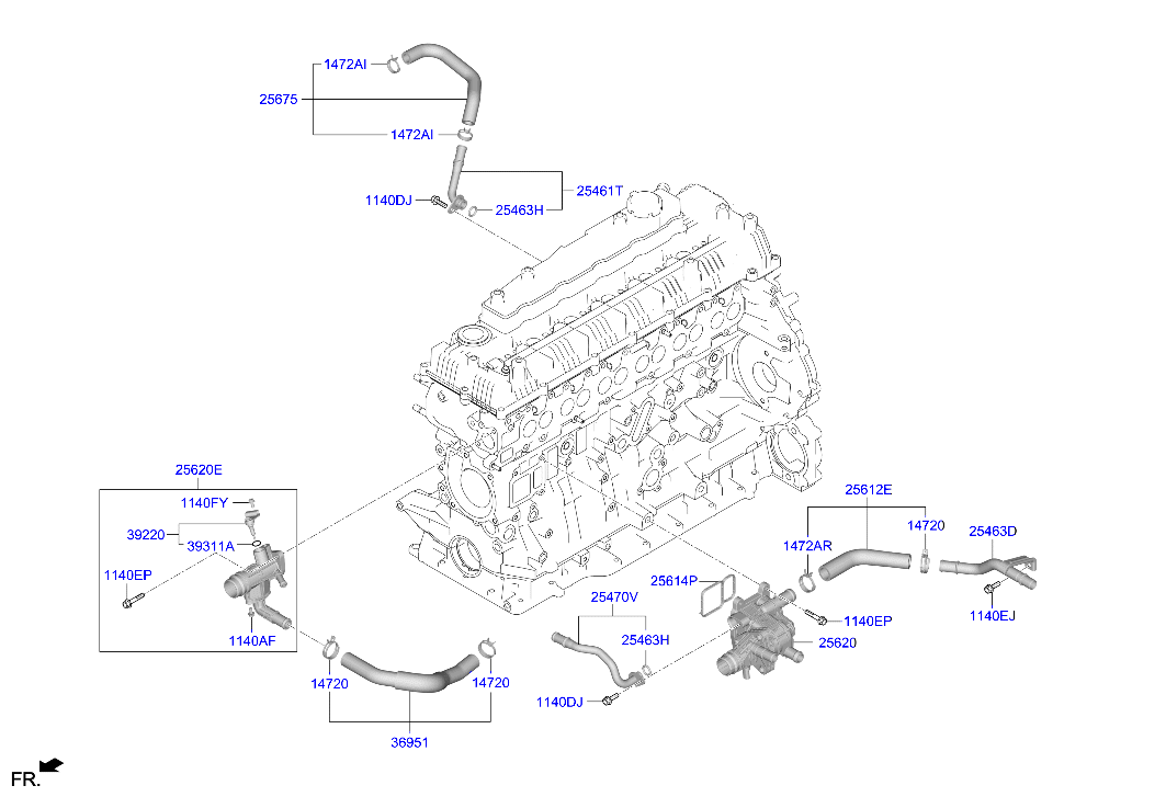 Genesis GV80 20 2020 — Coolant Pipe & Hose [3000 CC - I6]