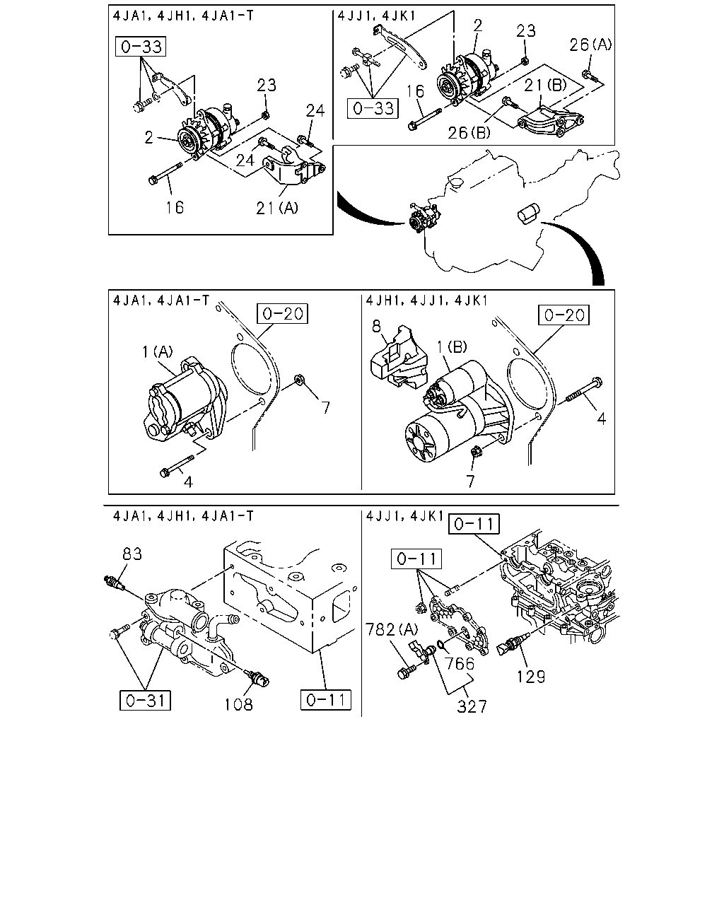 Isuzu TFR/TFS(Thailand) 2007 — Engine Electrical Control Parts — Starter,Generator And Thermo Switch