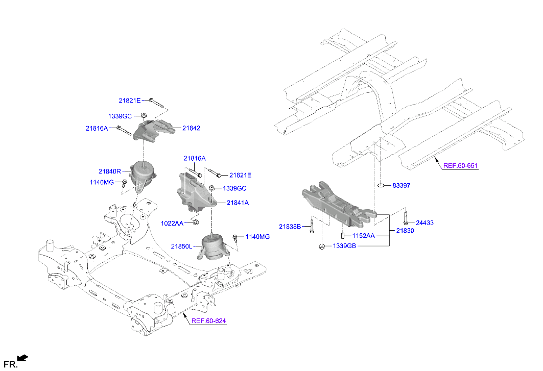 Genesis GV70 21 2023 — Engine & Transaxle Mounting [2500 CC - THETA-III]