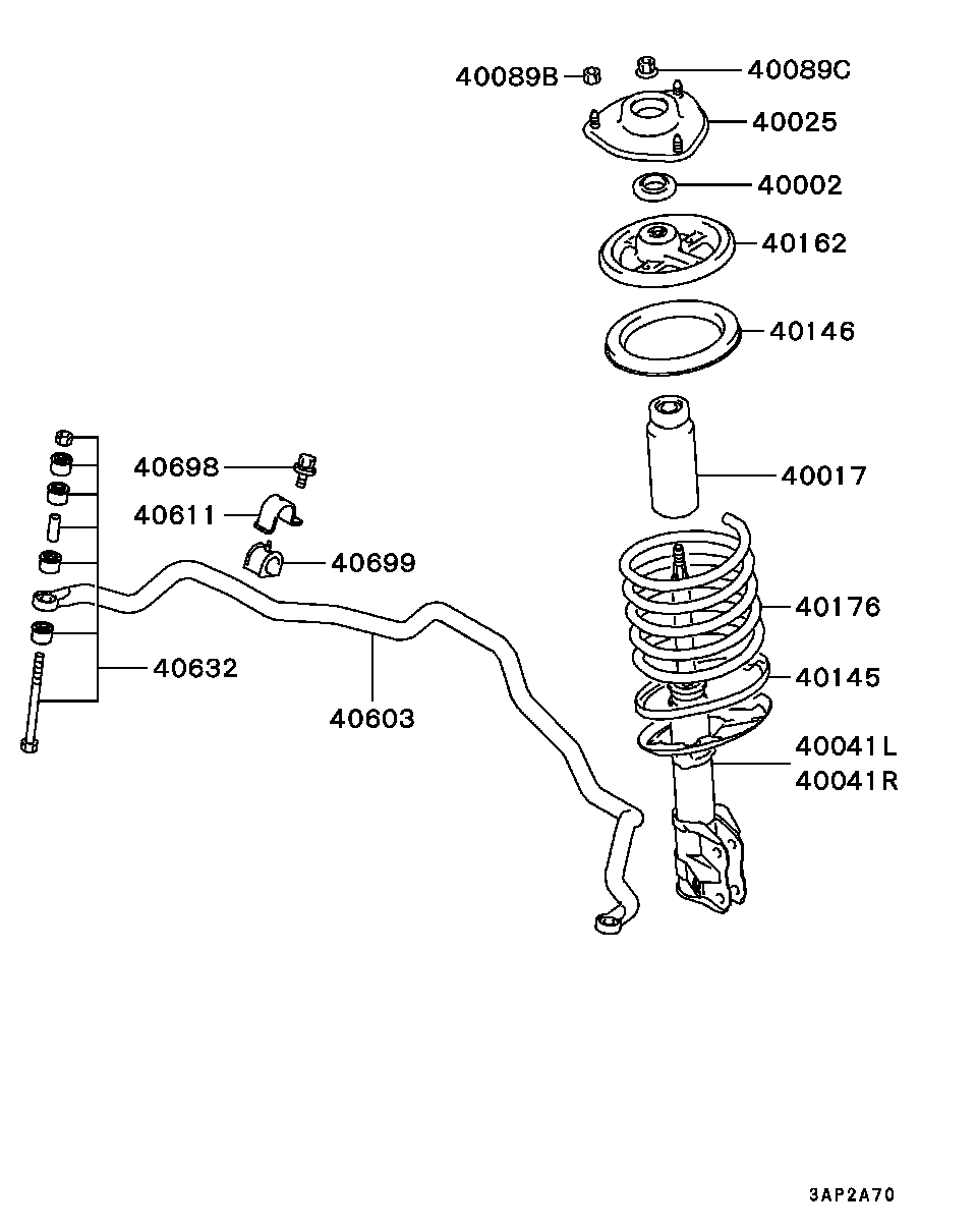 Mitsubishi SPACE-STAR-EUR-NEDCAR 1998 — Front Susp Strut & Spring / Exc High Ground Clearance Susp