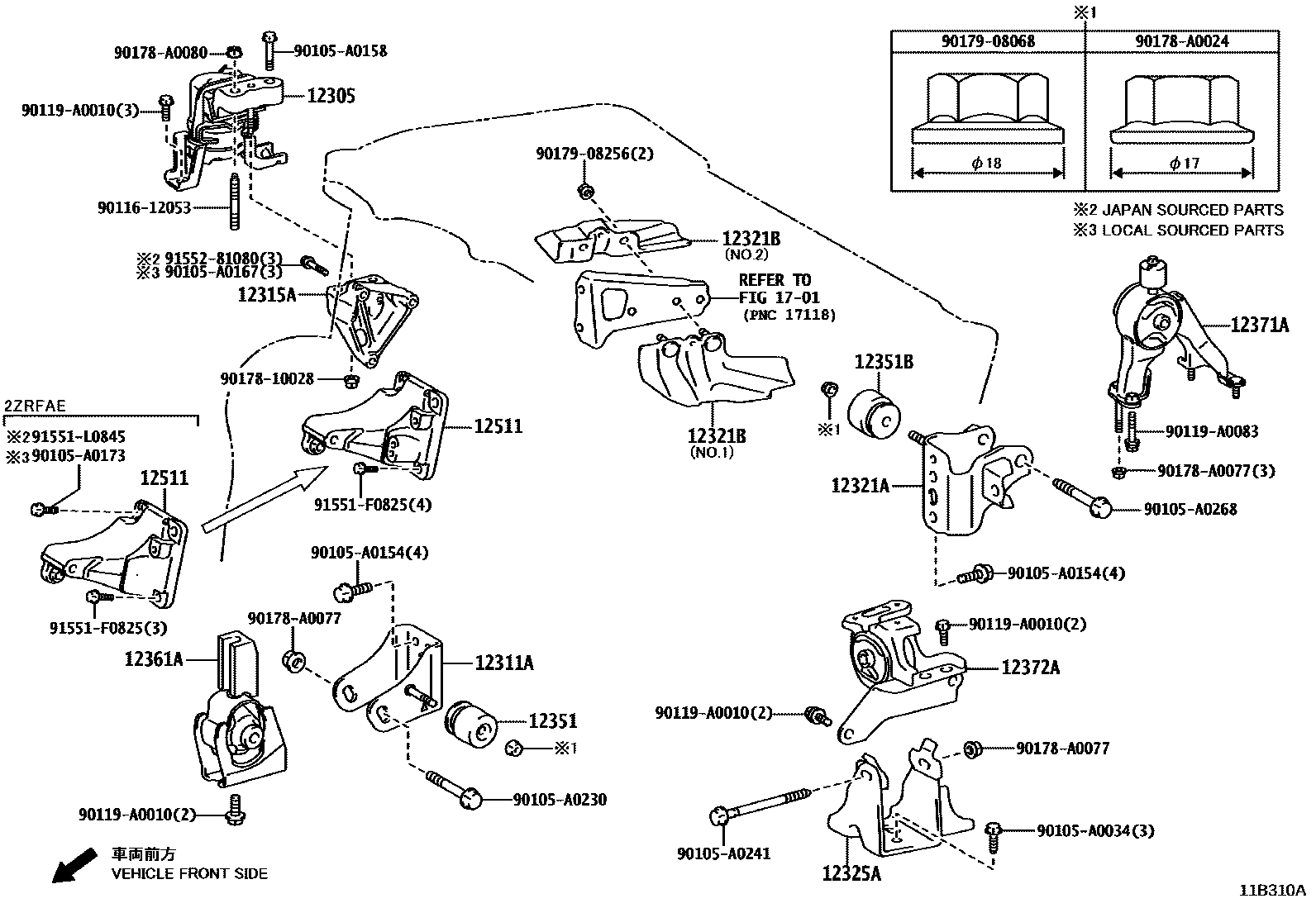 Toyota Corolla 2014 — Fixations Moteur