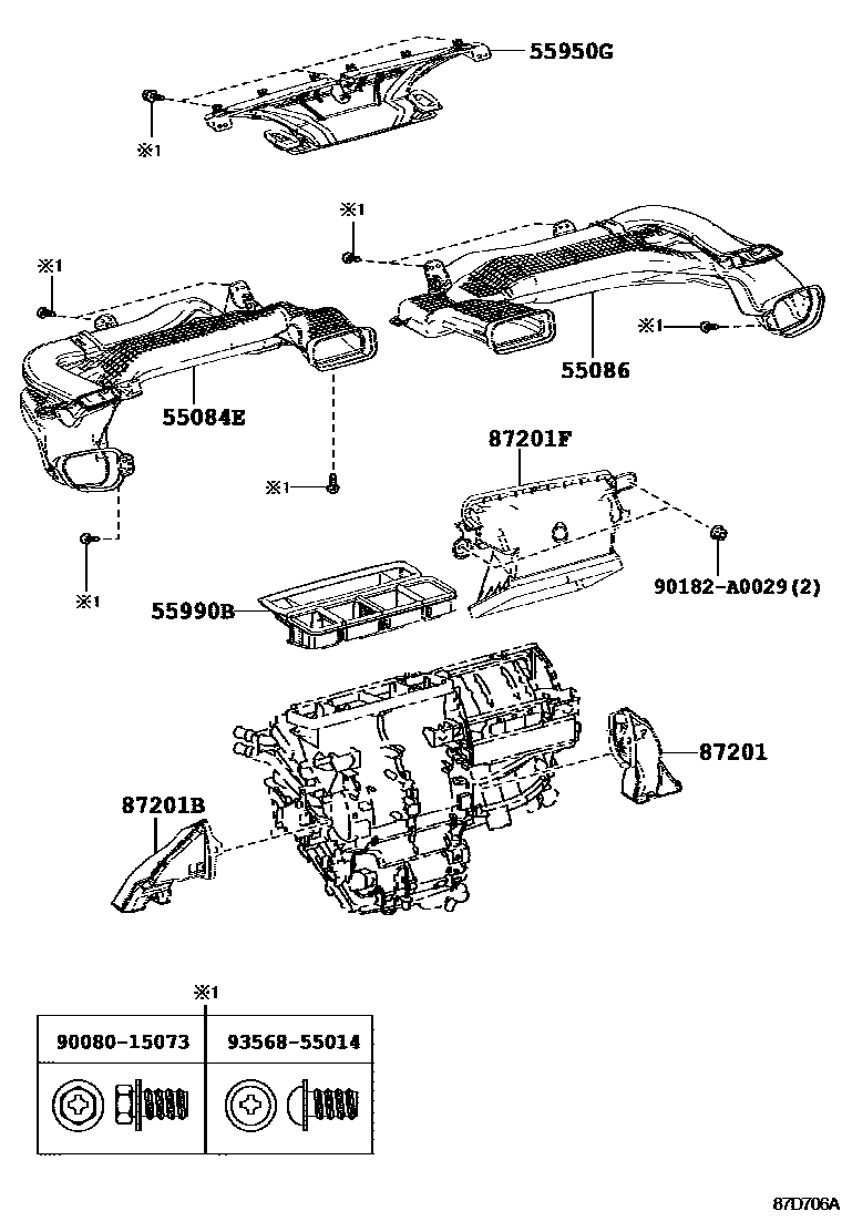 Toyota Corolla 2014 — Chauffage Et Climatisation - Commande Et Conduits D'Air