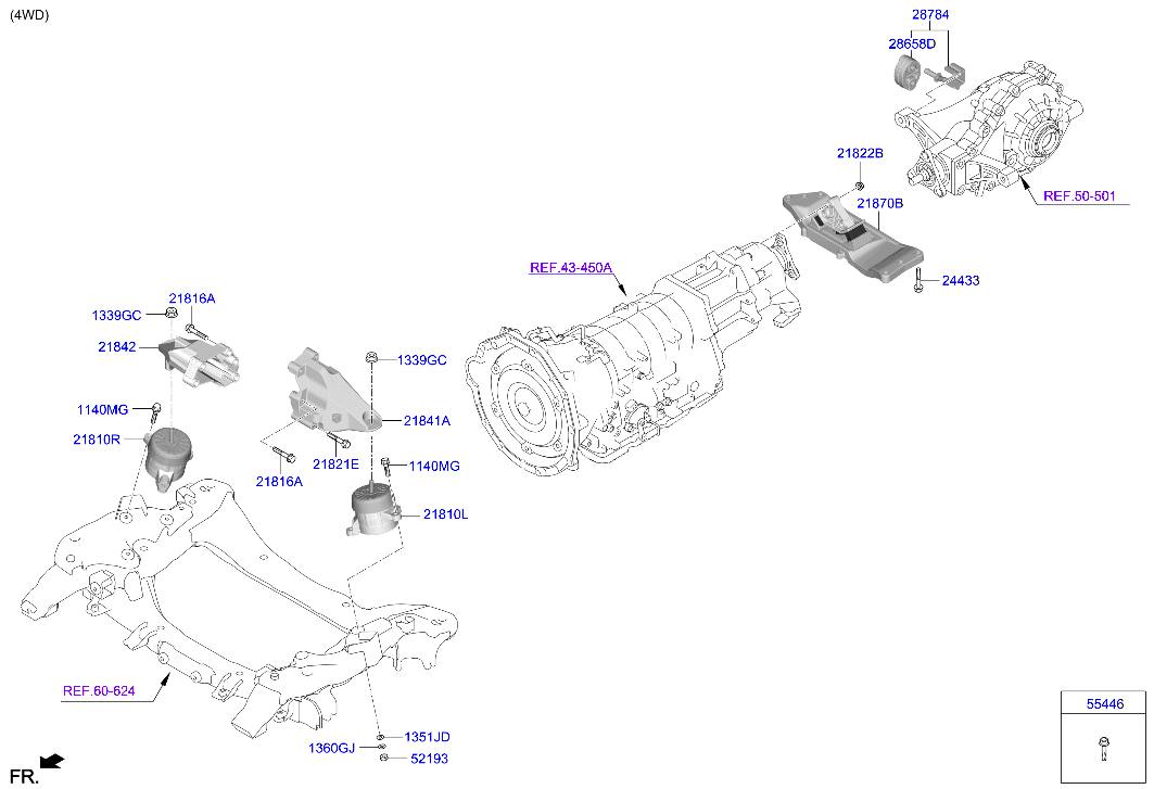 Genesis G70 17 2018 — Engine & Transaxle Mounting [2000 CC - Theta 2 Fr]