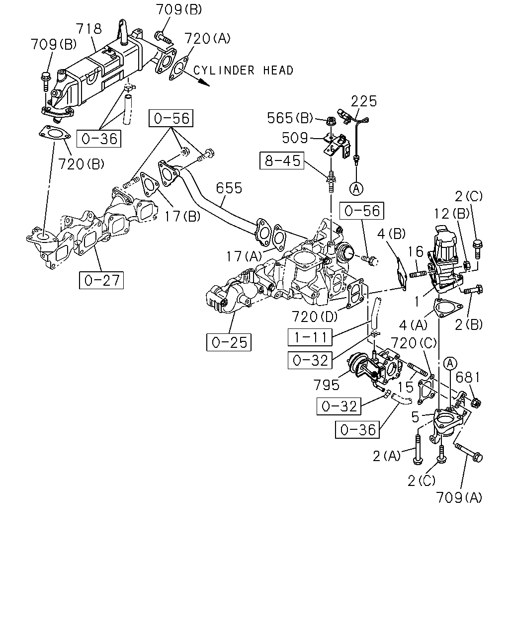Isuzu TFR/TFS(Europe)-LHD 2014 — Emission Piping — EGR Valve And EGR Cooler