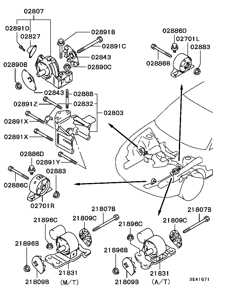 Mitsubishi COLT-LANCER-G-EXP 1998 — Engine Mounting & Support / SOHC
