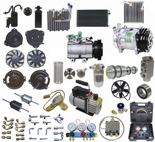 How do the parts of the air conditioning system work together?